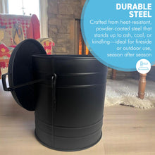 Load image into Gallery viewer, Ash Bucket with Lid in Matt Black, Fireplace Accessory
