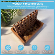 Load image into Gallery viewer, Wooden 4-in-a-Row Game – Classic Connect 4 Strategy Board Game for Kids and Adults – Durable Eco-Friendly Wood, Portable and Screen-Free Family Fun
