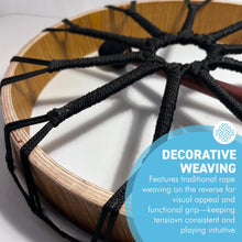 Load image into Gallery viewer, Large 40cm Shamanic Synthetic Skin Drum with wooden beater, Vegan Percussion Drum
