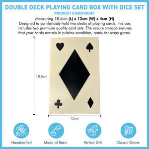 Elegant Handcrafted Luxury Resin Double Deck Playing Card Box with Dice Set