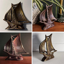 Load image into Gallery viewer, Antique style Brass Galleon Ship Paperweight,  Nautical Desk Ornament for Home or Office Decor, Distressed Gold Patina Finish
