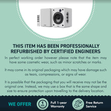 Load image into Gallery viewer, Refurbished Majority 𝗗𝟱𝟬𝗫 𝗕𝗟𝗨𝗘𝗧𝗢𝗢𝗧𝗛 𝗕𝗢𝗢𝗞𝗦𝗛𝗘𝗟𝗙 𝗦𝗣𝗘𝗔𝗞𝗘𝗥𝗦 – 60W Hi-Fi 2.0, Wireless, HDMI ARC, Optical, AUX &amp; USB, Remote, White
