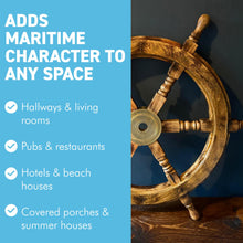 Load image into Gallery viewer, The 24 Inch Nautical Ship Wheel – Wooden with a Solid Brass Hub
