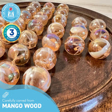 Load image into Gallery viewer, 30cm Diameter DARK WOOD SOLITAIRE BOARD GAME with HELTER SKELTER GLASS MARBLES | |classic wooden solitaire game | strategy board game | family board game | games for one | board games
