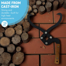 Load image into Gallery viewer, 𝗛𝗘𝗔𝗩𝗬 𝗗𝗨𝗧𝗬 𝗖𝗔𝗦𝗧 𝗜𝗥𝗢𝗡 𝗟𝗢𝗚 𝗟𝗜𝗙𝗧𝗜𝗡𝗚 𝗧𝗢𝗡𝗚𝗦 | Durable | Rust-Resistant | Firewood Tongs with pincer action | Fireplace | Fire Pit &amp; Outdoor Fires Accessory
