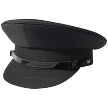 Load image into Gallery viewer, Size 58cm |Medium  Black Chauffeur Style Peaked Cap | Traditional style ideal for weddings, school proms and special events| Driving Cap | UK size 7 1/8 | US size 7 1/4
