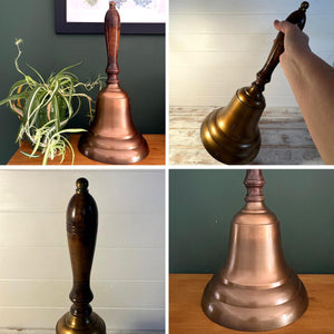 𝗘𝗫𝗧𝗥𝗔 𝗟𝗔𝗥𝗚𝗘 𝟰𝟱𝗖𝗠 𝗔𝗟𝗨𝗠𝗜𝗡𝗜𝗨𝗠 𝗦𝗖𝗛𝗢𝗢𝗟 𝗕𝗘𝗟𝗟 with Wooden Handle – Antique Brass Finish School & Service Bell