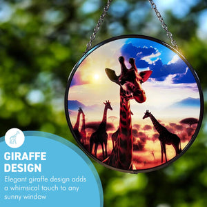 6-Inch Giraffe Design Stained Glass Suncatcher - Handcrafted Decorative Sun Catcher for Windows