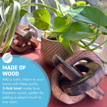 Load image into Gallery viewer, Pair of Rustic Wooden 3-Link Knot Ornaments for Home Decor - Ideal for Living Room, Shelf &amp; Coffee Table
