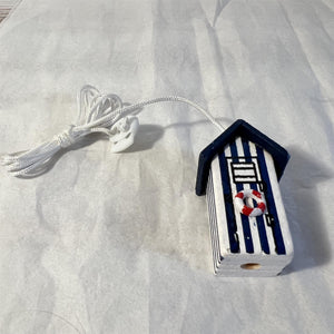 Dark Blue beach hut light pull | Nautical Theme Wooden Beach Hut Cord Pull Light Pulls