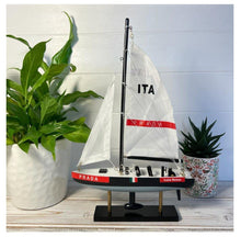 Load image into Gallery viewer, LUNA ROSA AMERICAS CUP MODEL YACHT | Sailing | Yacht | Boats | Models | Sailing Nautical Gift | Sailing Ornaments | Yacht on Stand | 33cm (H) x 21cm (L) x 4cm (W)
