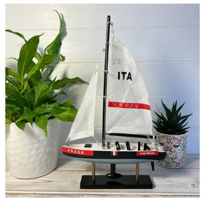 LUNA ROSA AMERICAS CUP MODEL YACHT | Sailing | Yacht | Boats | Models | Sailing Nautical Gift | Sailing Ornaments | Yacht on Stand | 33cm (H) x 21cm (L) x 4cm (W)