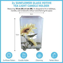 Load image into Gallery viewer, Set of 2 Elegant Sunflower Glass Votive Candle Holders – Decorative Accent for Warm Ambiance, Ideal for Home Decor, Gifts &amp; Special Occasions
