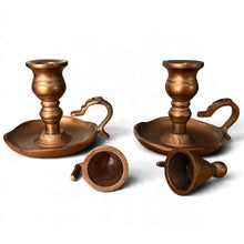 Load image into Gallery viewer, Pair of Wee Willie Winkie Chambersticks – Brass with Snuffers
