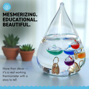 Large free standing tear drop Galileo thermometer