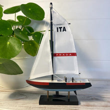 Load image into Gallery viewer, Americas Cup Model Yacht | Sailing | Yacht | Boats | Models | Sailing Nautical Gift | Sailing Ornaments | Yacht on Stand | 23cm (H) x 16cm (L) x 3cm (W)
