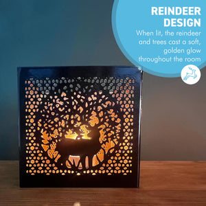 Festive Christmas Stag Tea Light Holder, Perfect Holiday Decor for Warm Ambiance & Cozy Gatherings