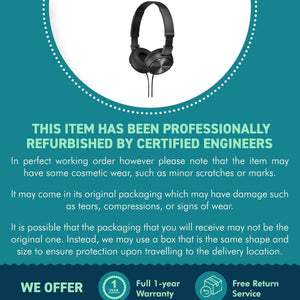 Sony Black ZX310 On-Ear Headphones | Metallic earcups | Padded earpieces | 1.2M Cord | Adjustable headband