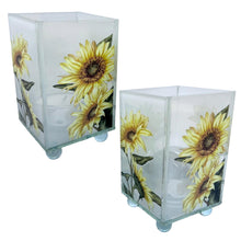 Load image into Gallery viewer, Set of 2 Elegant Sunflower Glass Votive Candle Holders – Decorative Accent for Warm Ambiance, Ideal for Home Decor, Gifts &amp; Special Occasions
