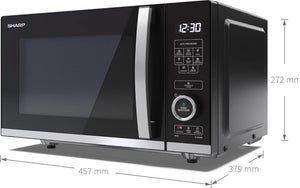 SHARP YC-QS204AU-B Compact 20 Litre 800W Digital FLATBED Microwave, 10 power levels, ECO Mode, defrost function, LED cavity light – Black