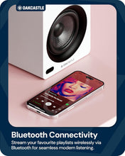 Load image into Gallery viewer, Refurbished Oakcastle White BK100 ACTIVE BOOKSHELF SPEAKERS | 2.0 Stereo System | 60W Output | Bluetooth 5.4, USB Playback | AUX, HDMI ARC, Optical | Gaming Speakers for PC Desktop | Note remote control NOT included
