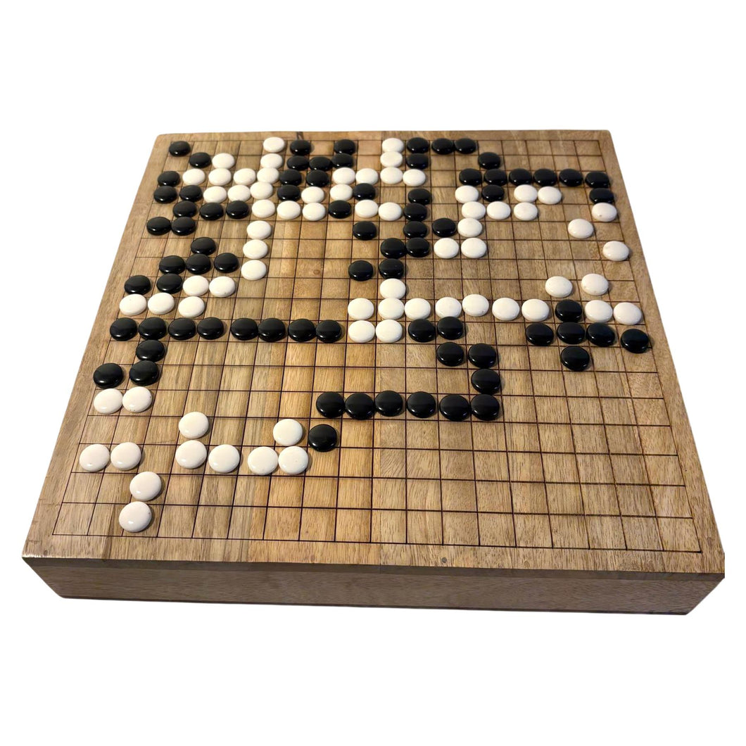 𝟯𝟬𝗖𝗠 𝗪𝗢𝗢𝗗𝗘𝗡 𝗚𝗢 𝗕𝗢𝗔𝗥𝗗 𝗦𝗘𝗧 with Storage Drawers and Plastic Stones – Classic Chinese Strategy Game