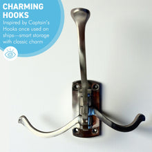 Load image into Gallery viewer, Aluminium Triple 𝗦𝗪𝗜𝗩𝗘𝗟 𝗖𝗢𝗔𝗧 𝗛𝗢𝗢𝗞 3-Prong Wall Mounted Hanger for Towels Robes Bags Jackets Bathroom Entryway
