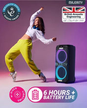 Load image into Gallery viewer, Refurbished Majority Pulse 4 𝗕𝗟𝗨𝗘𝗧𝗢𝗢𝗧𝗛 𝗣𝗔𝗥𝗧𝗬 𝗦𝗣𝗘𝗔𝗞𝗘𝗥 Mega Sound Bass Boost, LED Light Effects, Portable Wireless Speaker with Long Battery Life &amp; USB/TF/AUX Connectivity
