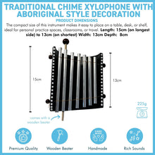 Load image into Gallery viewer, Traditional Chime Xylophone with Aboriginal style decoration, Handcrafted Percussion Instrument with beater
