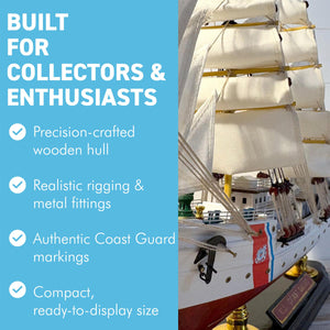 U.S. Coast Guard Cutter Model Ship – Handcrafted Wooden Replica – Detailed Nautical Decor – Fully Assembled Collectable Display