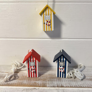 Set of 3 beach hut light pulls| Nautical Theme Wooden Beach Hut Cord Pull Light Pulls