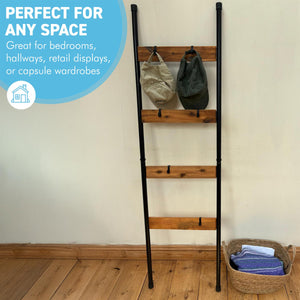 Wall Mounted Clothes Rail Industrial Black Steel Hanging Rack 160cm Minimalist