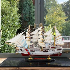 U.S. Coast Guard Cutter Model Ship – Handcrafted Wooden Replica – Detailed Nautical Decor – Fully Assembled Collectable Display