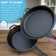 Load image into Gallery viewer, 𝗖𝗔𝗦𝗧 𝗜𝗥𝗢𝗡 𝗦𝗞𝗜𝗟𝗟𝗘𝗧 &amp; 𝗟𝗜𝗗 3.3L – Combo Cooker for Oven, Hob and campfires.
