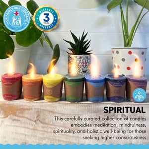 SET of 7 CHAKRA CANDLES with ESSENTIAL OILS | Perfect for Relaxation, Yoga, Meditation & Aromatherapy | Meditation - Mindfulness - Spiritual - Holistic | 2” Candles with 16-18 hour burn time