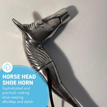 Load image into Gallery viewer, Long-Handled Aluminum Horse Head Shoe Horn – Durable &amp; Stylish
