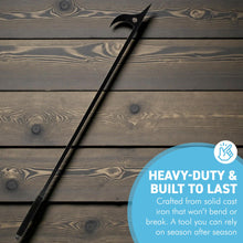 Load image into Gallery viewer, 𝗖𝗔𝗦𝗧 𝗜𝗥𝗢𝗡 𝗙𝗜𝗥𝗘𝗣𝗟𝗔𝗖𝗘 𝗣𝗢𝗞𝗘𝗥 𝟰𝟬" 𝗘𝗫𝗧𝗥𝗔 𝗟𝗢𝗡𝗚 𝗙𝗜𝗥𝗘 𝗣𝗜𝗧 𝗧𝗢𝗢𝗟 | Safe Fire Management | Heat-Resistant | Heavy-Duty Fire Poker for Wood Burner, Stove &amp; Outdoor Fire Pits
