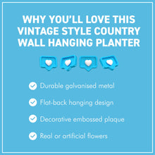 Load image into Gallery viewer, The Country Wall Planter – A Vintage Style Galvanised Metal Hanging Basket
