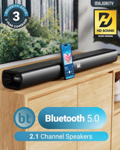 Load image into Gallery viewer, Majority 𝗡𝗔𝗚𝗔 𝟴𝟬 𝗕𝗟𝗨𝗘𝗧𝗢𝗢𝗧𝗛 𝗦𝗢𝗨𝗡𝗗𝗕𝗔𝗥 for TV | 140W 2.2 Channel Sound Bar with Built-In Subwoofer 2×2.5&quot; | 3D Surround Sound, HDMI ARC, Optical, AUX, USB | Wireless TV Speaker
