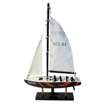 Load image into Gallery viewer, ALINGHI AMERICAS CUP MODEL YACHT | Sailing | Yacht | Boats | Models | Sailing Nautical Gift | Sailing Ornaments | Yacht on Stand | 33cm (H) x 21cm (L) x 4cm (W)
