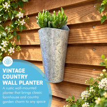 Load image into Gallery viewer, The Country Wall Planter – A Vintage Style Galvanised Metal Hanging Basket

