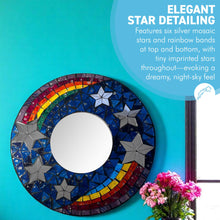 Load image into Gallery viewer, Rainbow &amp; Stars Celestial Round Mirror, Stunning Mosaic Design, 30cm diameter Decorative Mirror

