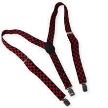 Load image into Gallery viewer, ADJUSTABLE BRACES 25mm wide elastic suspenders trouser braces with 2 strong chrome metal clips  and 1 silver chrome clip to the back | one size fits all for men and women | rude boy
