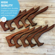 Load image into Gallery viewer, Wooden Plate Display Stands 25cm – Set of 10 Hinged Easel Holders
