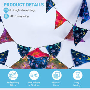 Celestial and Mystic Sky designs fabric bunting | 8 flags | 50cm long | Garland for Garden Wedding Birthday Indoor Outdoor Party Decoration Festival | | Bohemian Bunting | Fair Trade