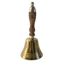 Load image into Gallery viewer, Elegant 18cm Aluminium Library Hand Bell with Antique Brass Finish and Wooden Handle
