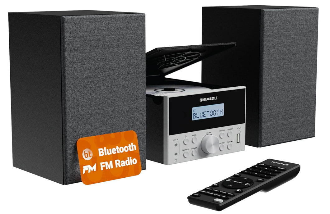 5.2 Bluetooth CD Player with Speakers 20W Compact HiFi System Oakcastle HiFi150