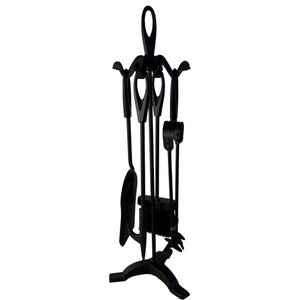 Five-piece metal black loop-handled Fireplace Companion