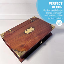 Load image into Gallery viewer, Elegant Wooden Book Box with Lock &amp; Key, hidden secret safe for secure storage
