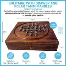 Load image into Gallery viewer, Wooden Solitaire with Drawer for Polar Marbles | Travel Games | Strategic &amp; Traditional Games | Perfect for Adults &amp; Family Fun
